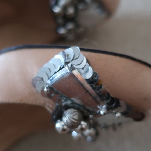 ALESSANDRO DELL'ACQUA SATIN HEEL BEIGE/PEACH/PINK WITH BLOCK HEEL - Picture 9 of 16